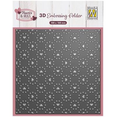 Nellie's Choice 3D Embossing Folder - Hearts & Dots